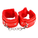 Bound to Please Furry Plush Wrist Cuffs Red detail