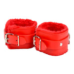Bound to Please Furry Plush Wrist Cuffs Red detail
