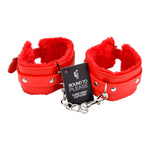 Bound to Please Furry Plush Wrist Cuffs Red