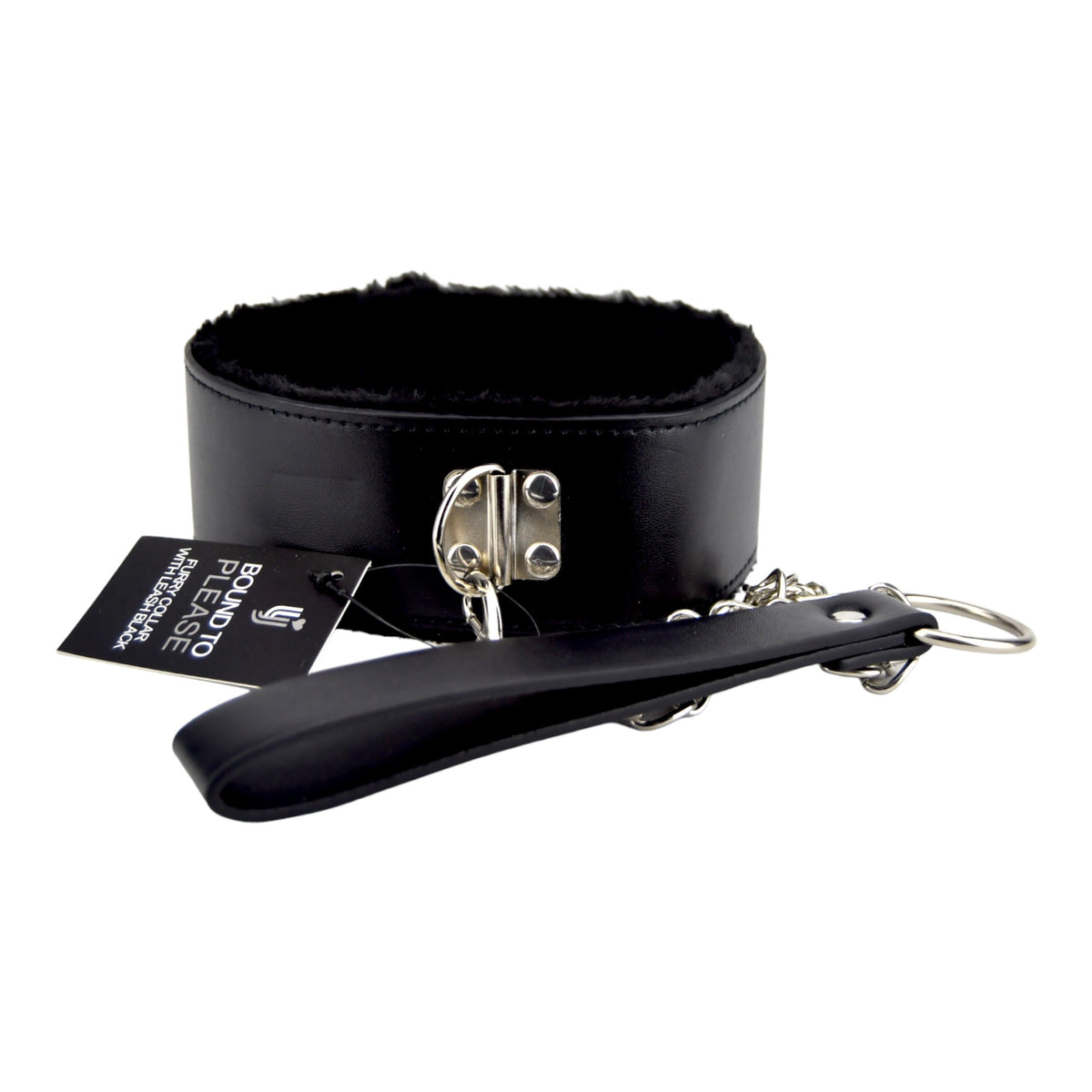 Bound to Please Furry Collar with Leash Black detail
