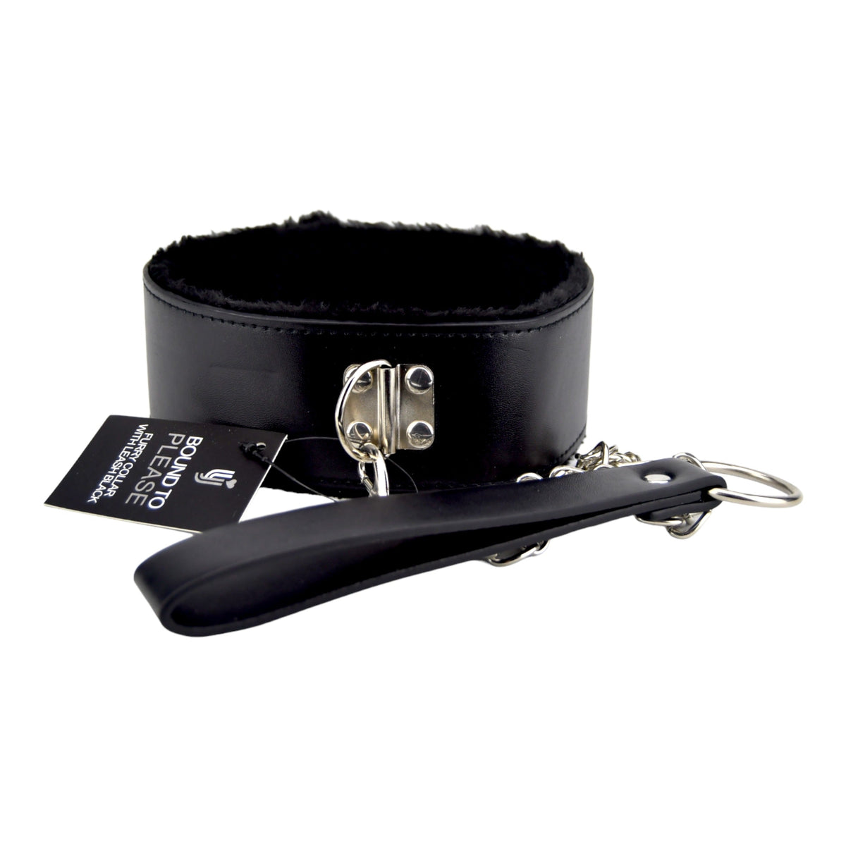 Bound to Please Furry Collar with Leash Black detail