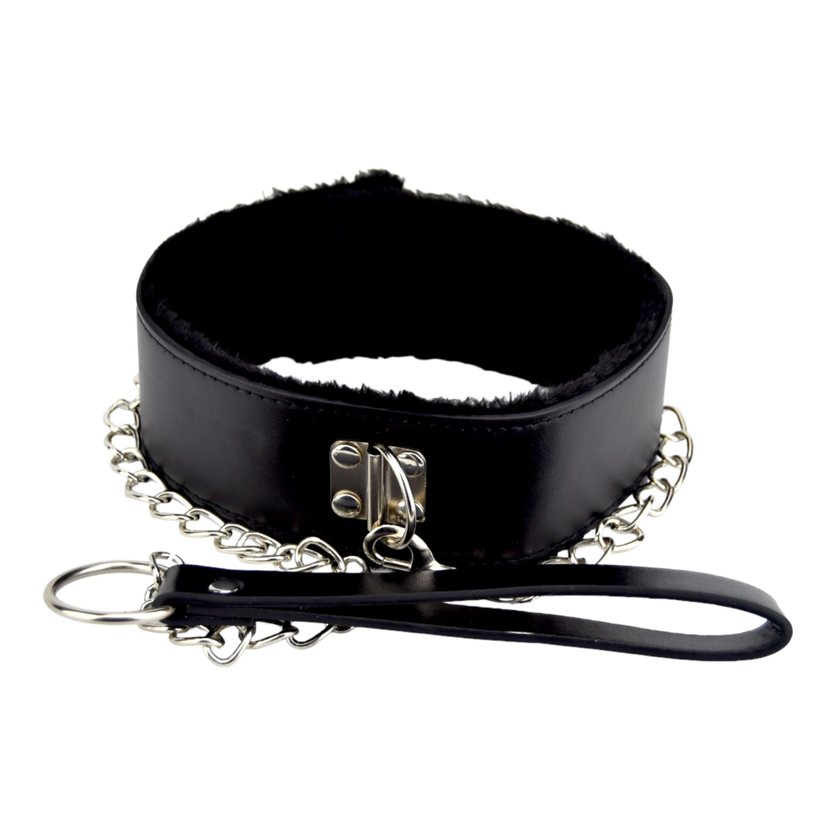 Bound to Please Furry Collar with Leash Black detail