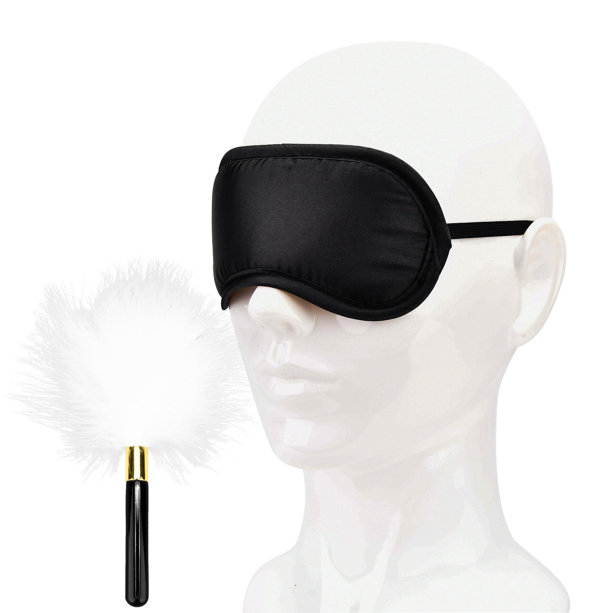 Bound to Play White & Black Eye Mask and Feather Tickler Play Kit