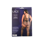 Lace by LJ Black Lace-Up Suspender Bodystocking Plus Size