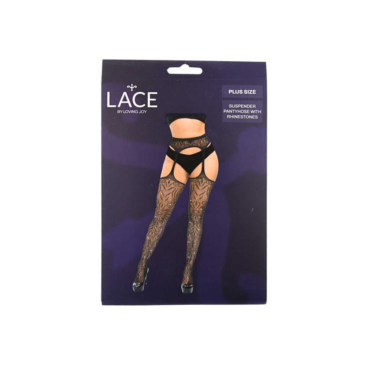 Lace by LJ Black Rhinestone Suspender Tights
