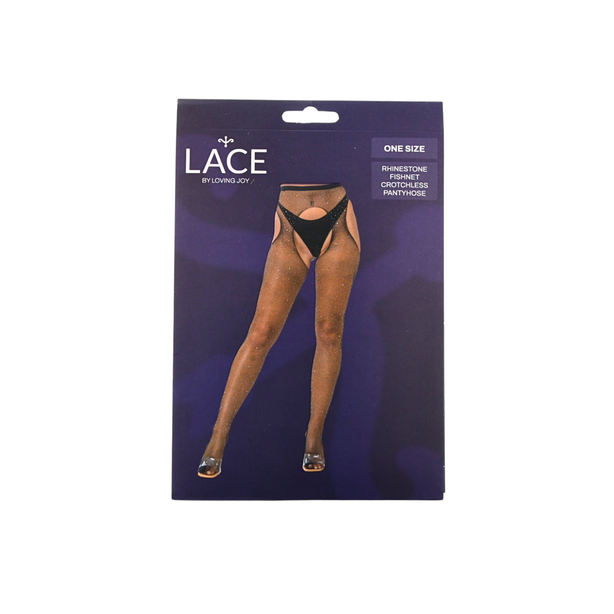 Lace by LJ Black Rhinestone Fishnet Crotchless Tights