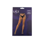 Lace by LJ Black Rhinestone Fishnet Crotchless Tights