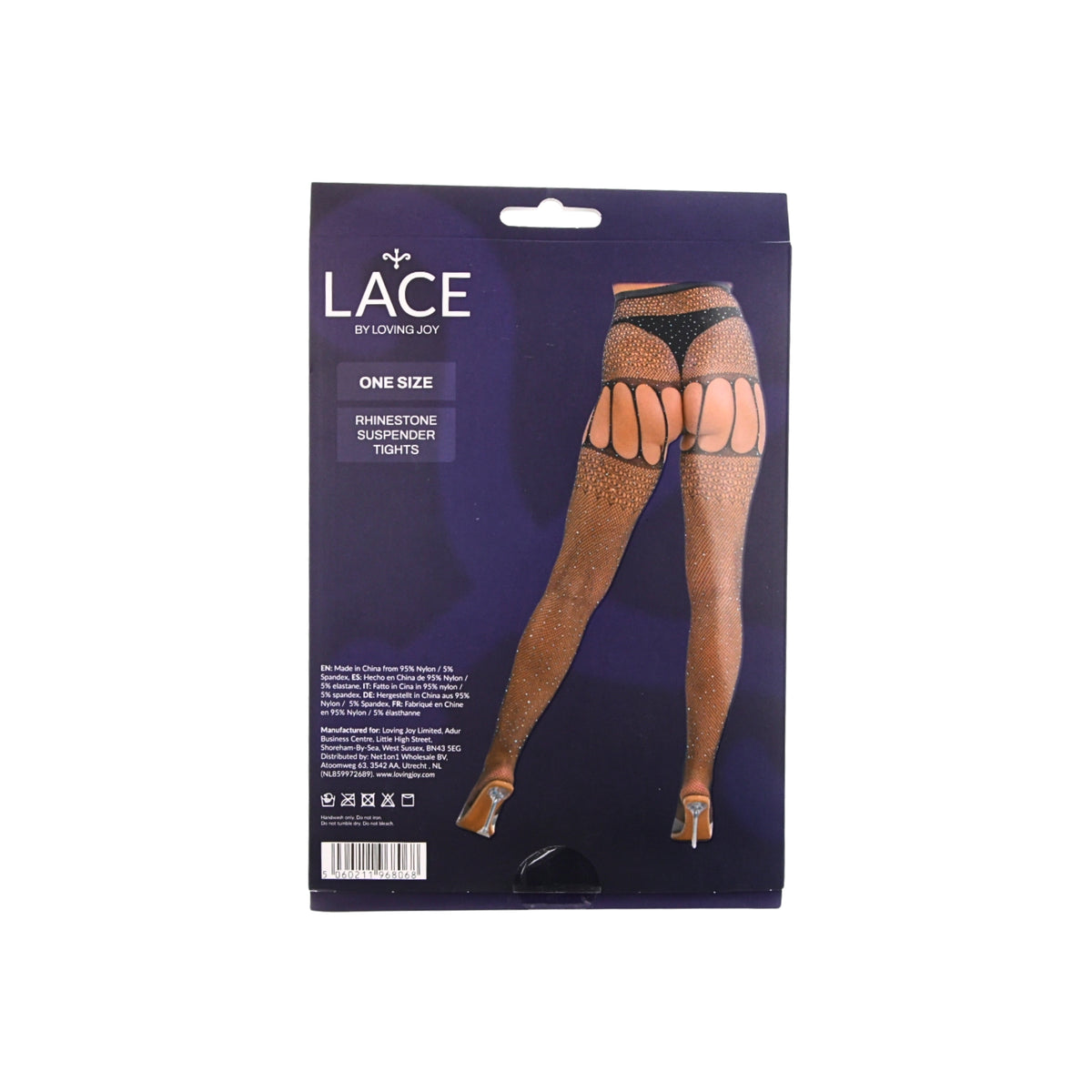 Lace by LJ Black Rhinestone Suspender Tights