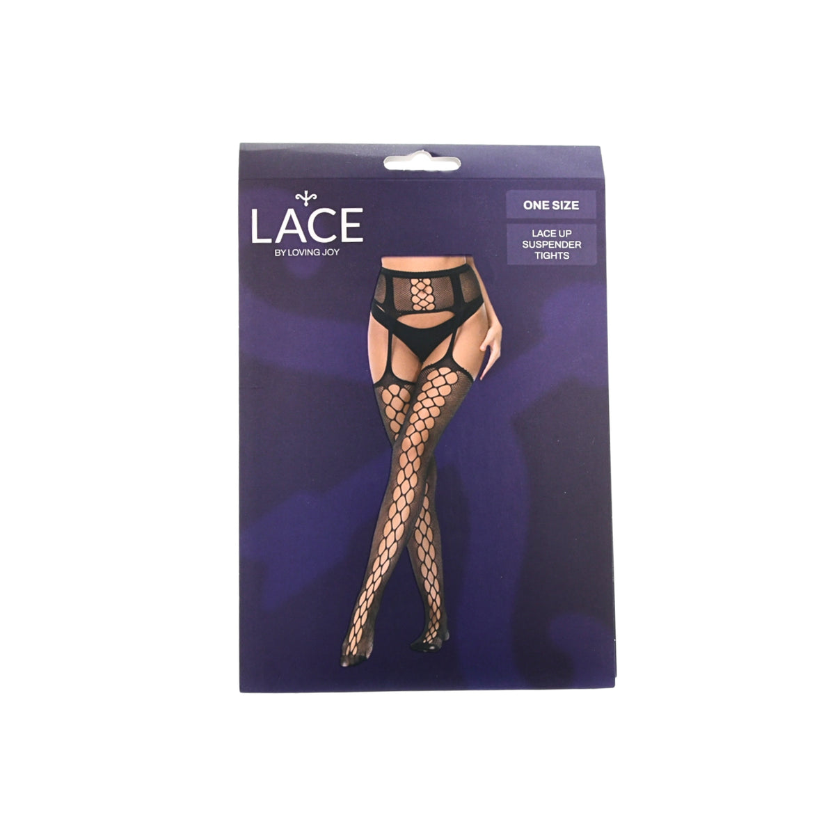 Lace by LJ Black Lace-Up Suspender Tights