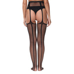 Lace by LJ Black Lace-Up Suspender Tights