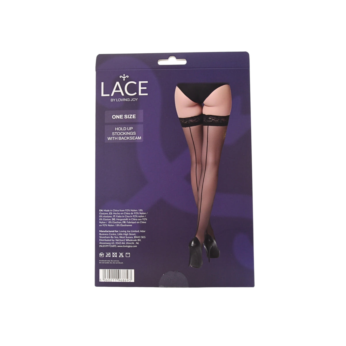 Lace by LJ Black Sheer Hold-Ups with Back Seam