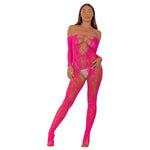Lace by LJ Fuchsia Lace-Up Front Crotchless Bodystocking