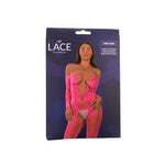 Lace by LJ Fuchsia Lace-Up Front Crotchless Bodystocking