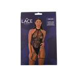 Lace by LJ Black Floral Lace & Net Halter Suspender Bodystocking
