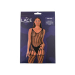 Lace by LJ Black Crochet Bodystocking with Lace-Up Back