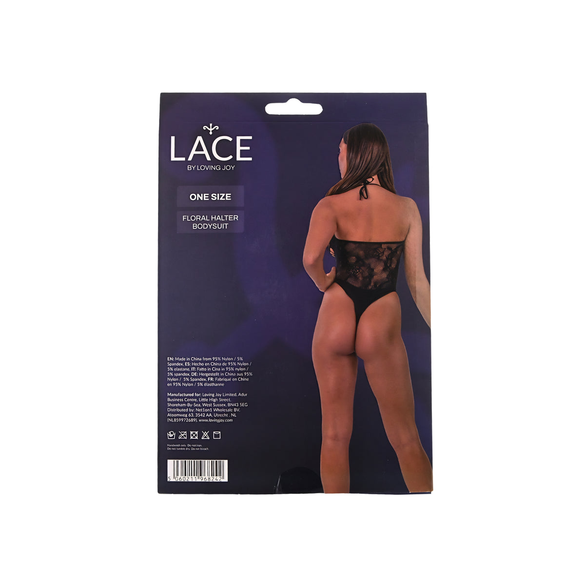 Lace by LJ Black Floral Halter Bodysuit