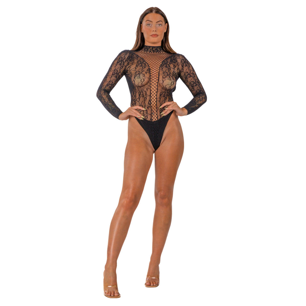 Lace by LJ Black High Neck Lace Bodysuit