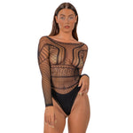 Lace by LJ Black Seamless Lace Long-Sleeve Bodysuit