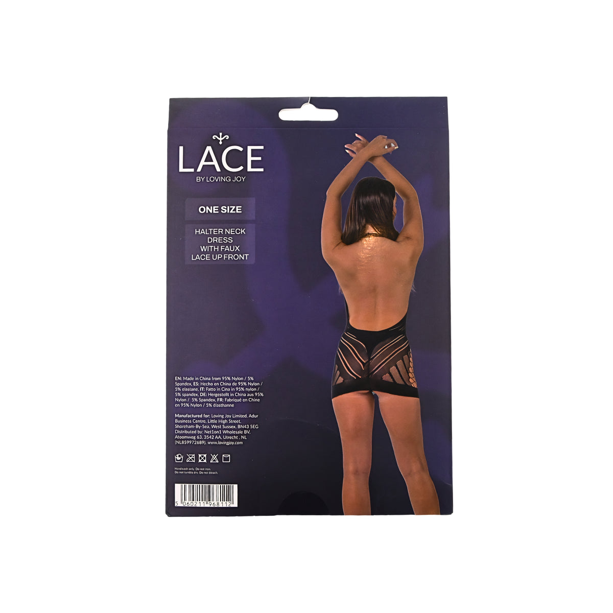 Lace by LJ Black Halter-Neck Dress with Faux Lace-Up Front