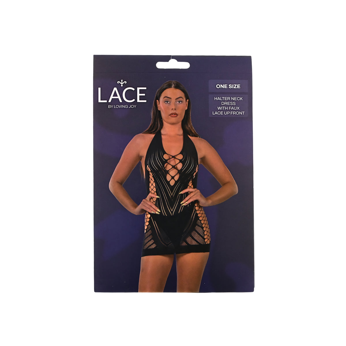Lace by LJ Black Halter-Neck Dress with Faux Lace-Up Front