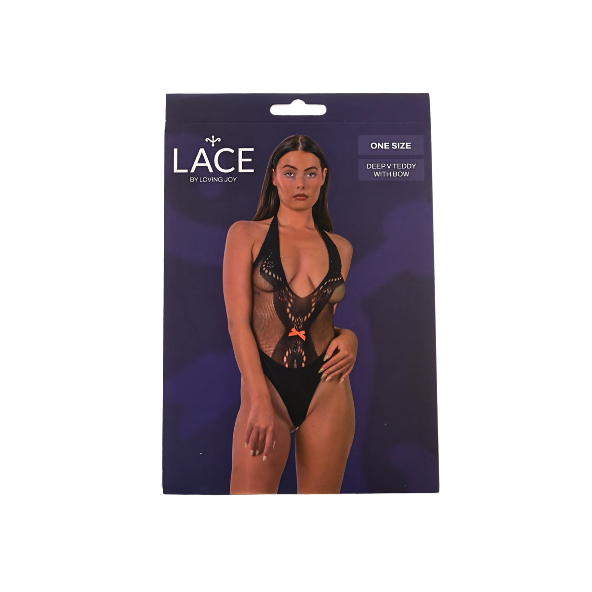 Lace by LJ Black Deep-V Teddy with Bow