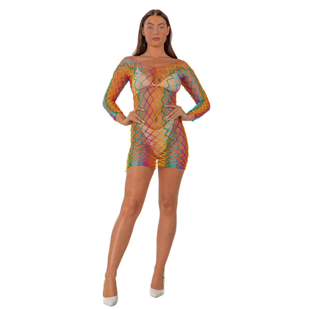 Lace by LJ Rainbow Long-Sleeve Mini Dress