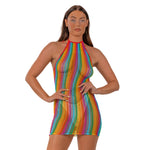 Lace by LJ Rainbow Halter-Neck Dress