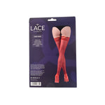 Lace by LJ Black, Red & White Lace-Top Hold-Ups