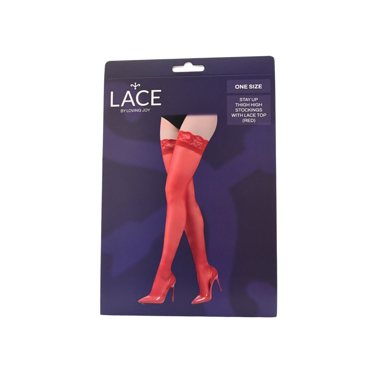 Lace by LJ Black, Red & White Lace-Top Hold-Ups