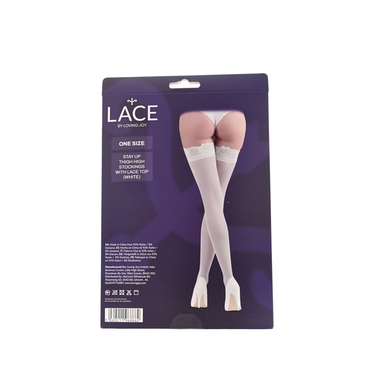 Lace by LJ Black, Red & White Lace-Top Hold-Ups