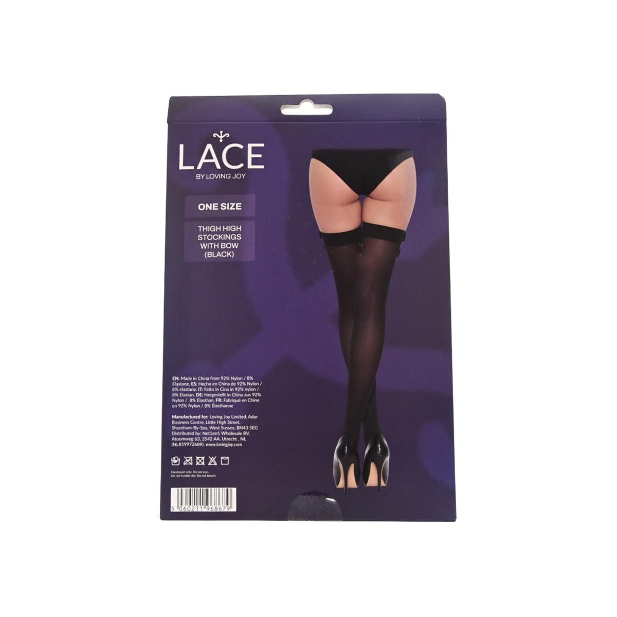 Lace by LJ Black & White Bow-Detail Thigh-High Stockings