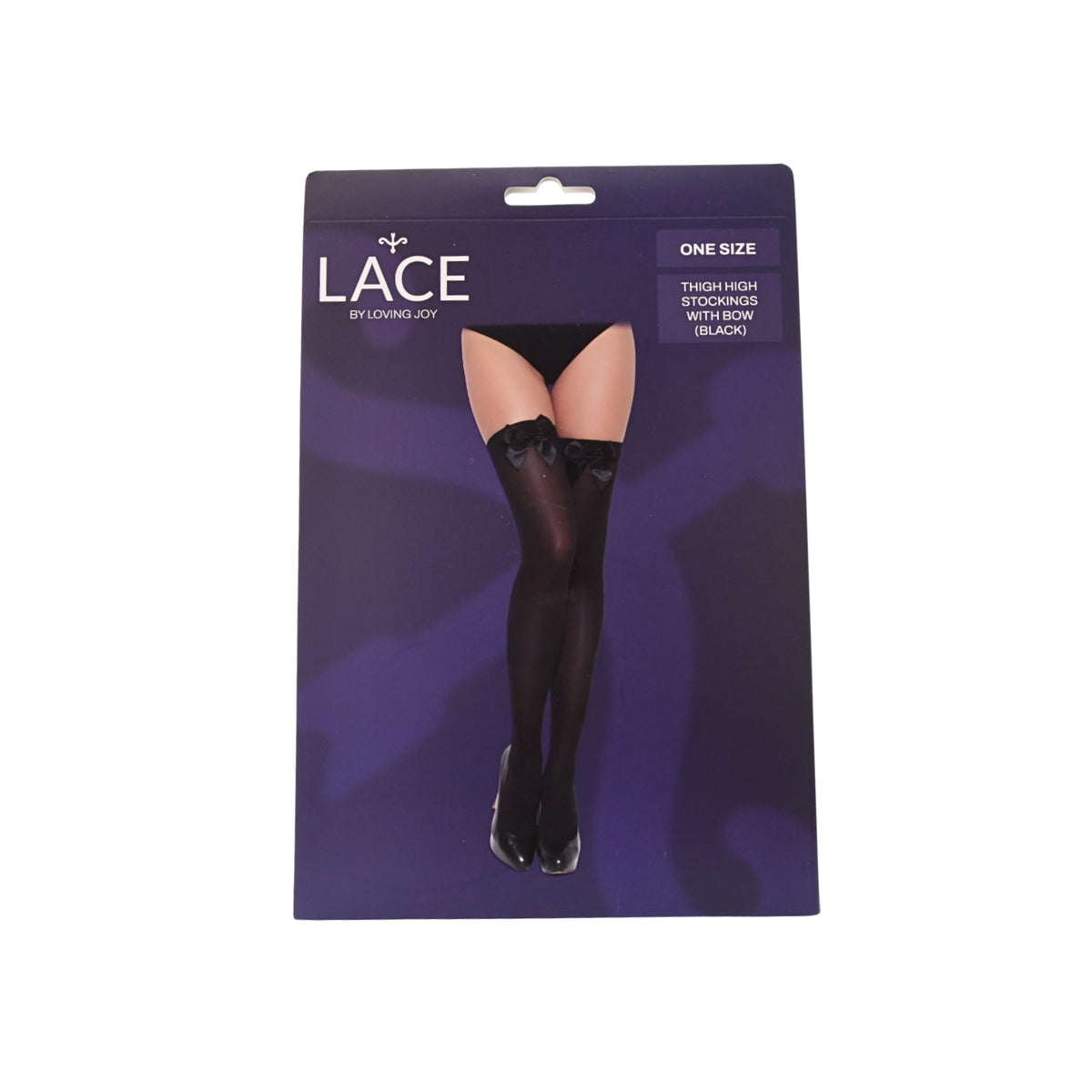 Lace by LJ Black & White Bow-Detail Thigh-High Stockings
