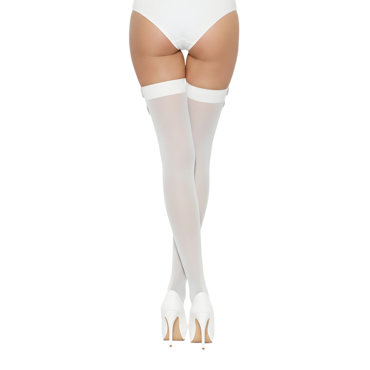 Lace by LJ Black & White Bow-Detail Thigh-High Stockings