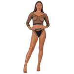 Lace by LJ Black, Fuchsia & Pink Fence Net Crop Top & Bottoms