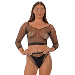 Lace by LJ Black, Fuchsia & Pink Fence Net Crop Top & Bottoms