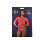 Lace by LJ Black, Fuchsia & Pink Fence Net Crop Top & Bottoms