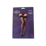 Lace by LJ Black & Red Fishnet Thigh-High Stockings with Rhinestones