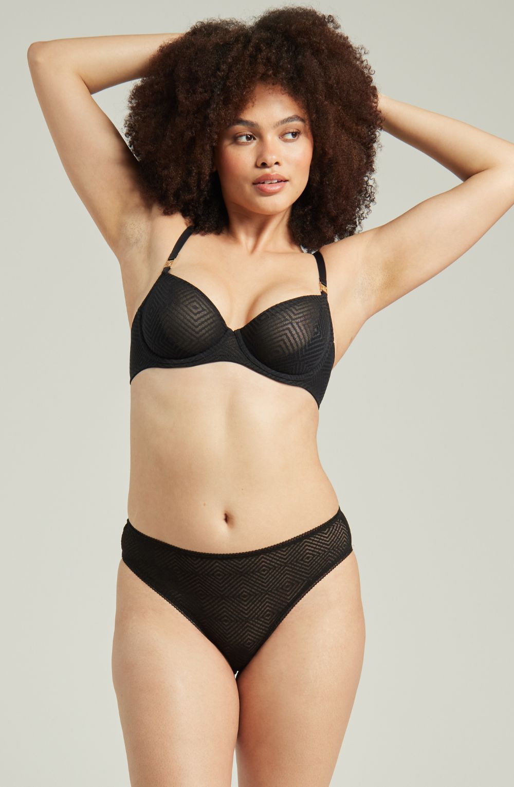 Nudea The Sheer Deco High Leg Brief Black