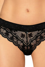 Roza Lagerta Lace Thong Black