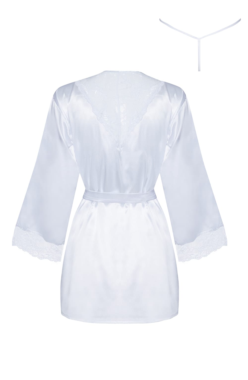 Beauty Night Sherie Satin Peignoir Robe and Thong Set White