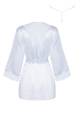 Beauty Night Sherie Satin Peignoir Robe and Thong Set White