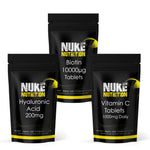 Hair & Skin Care Bundle - Hyaluronic Acid, Vitamin C, Biotin - High Strength x 180 Tablets
