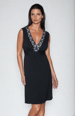Irall Titania Soft Viscose Embroidered Nightdress Black / Blue