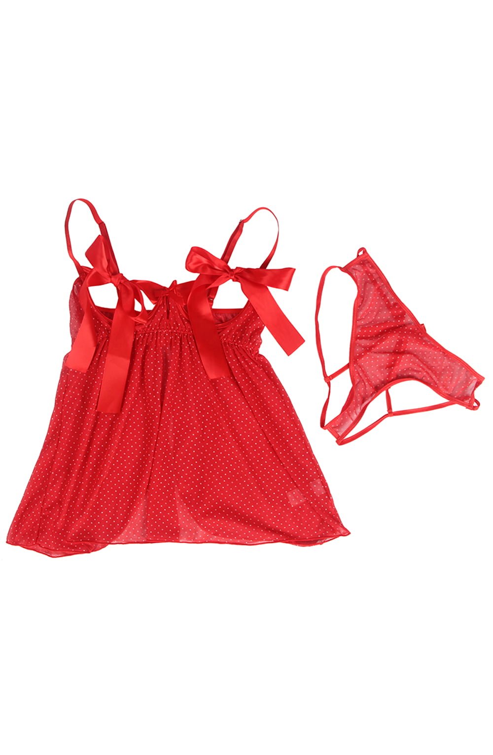 YesX Red Polka Dot Babydoll Set