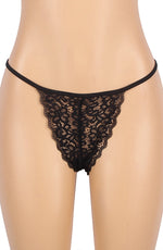 YesX Gartered Zip-up Wet Look 2 Piece Babydoll Set Black
