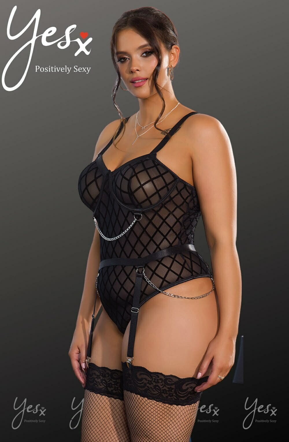 YesX Chain Bodysuit Black