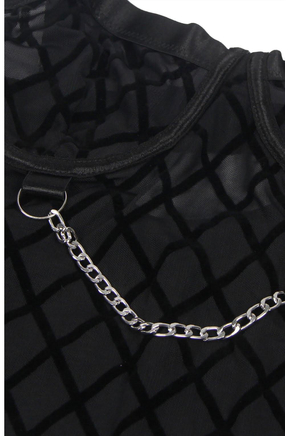 YesX Black Plus Size Bodysuit with Chains