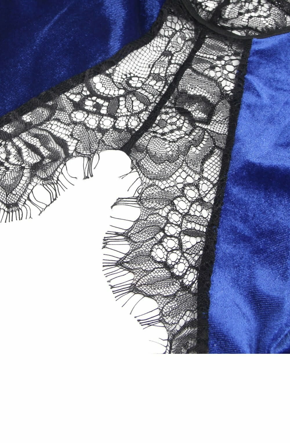 YesX Gartered Black Lace Babydoll Thong Set Blue