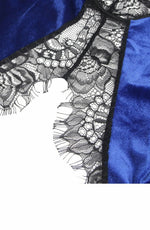 YesX Gartered Black Lace Babydoll Thong Set Blue