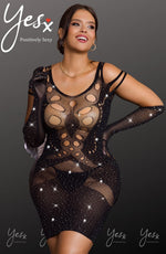 YesX Plus Size Bodystocking Dress Sparkly One Size Black